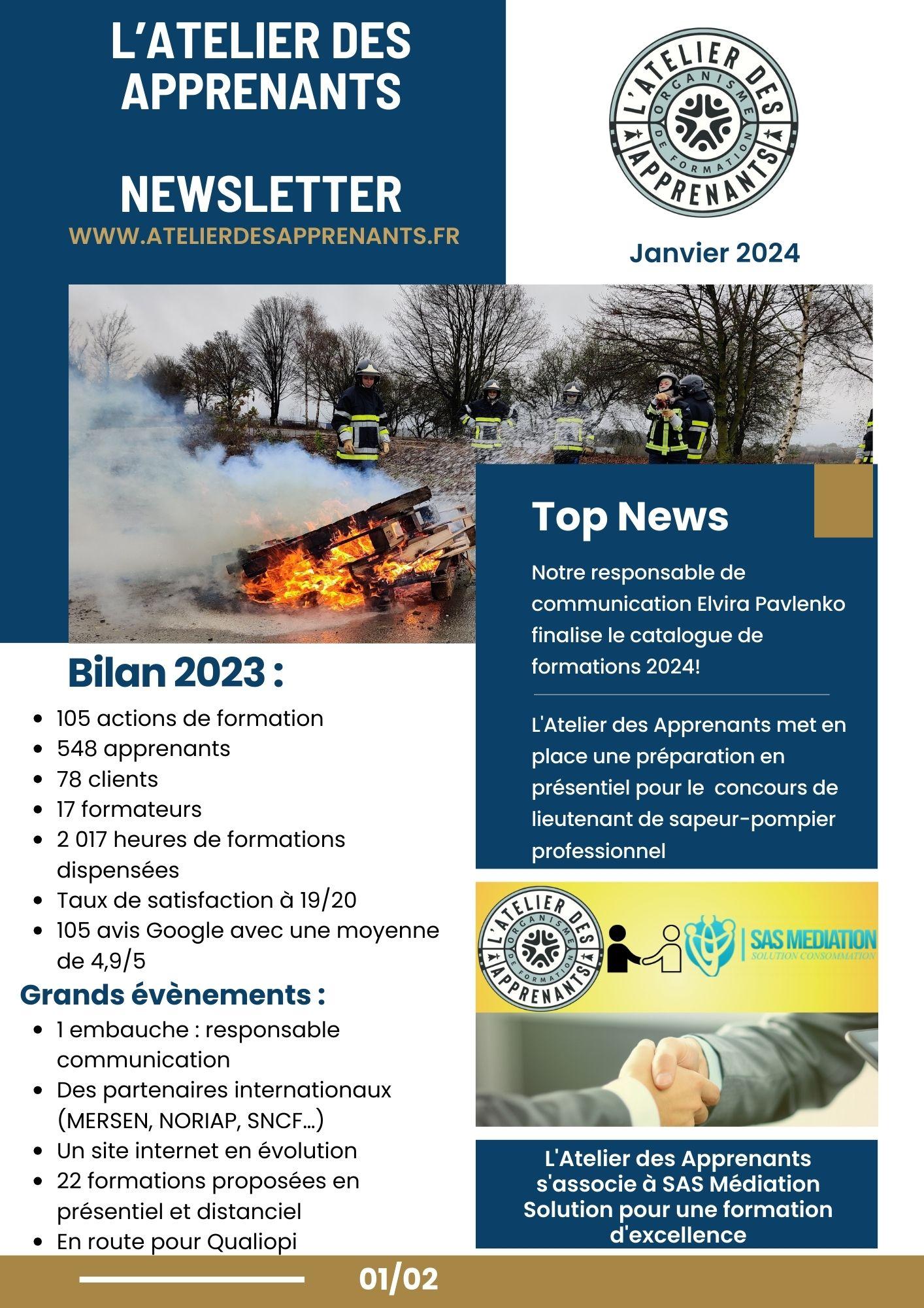 Newsletter mensuelle de L' Atelier des Apprenants