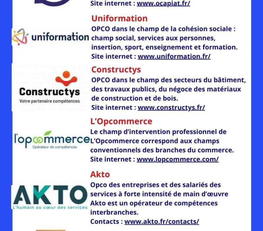 présentation des 11 opérateurs de compétences OPCO